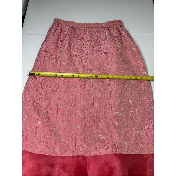 Promise New York 2 Piece Pink Red Skirt Suit Size 14 Ruffle Trim Tuxedo Tail - Picture 6 of 16